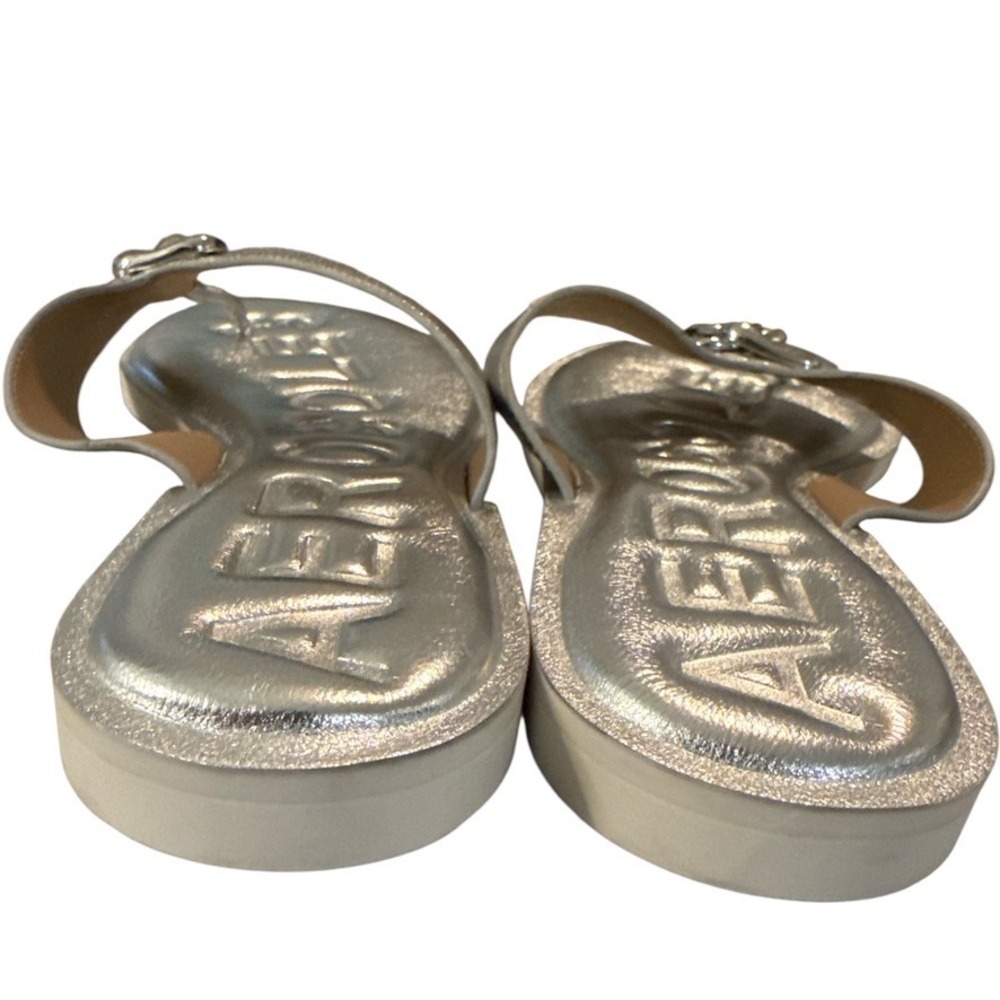 Aerosoles‎ Galen Metallic Silver Thong Sandals Flip Flops Buckle 8.5M Comfort - Picture 4 of 7